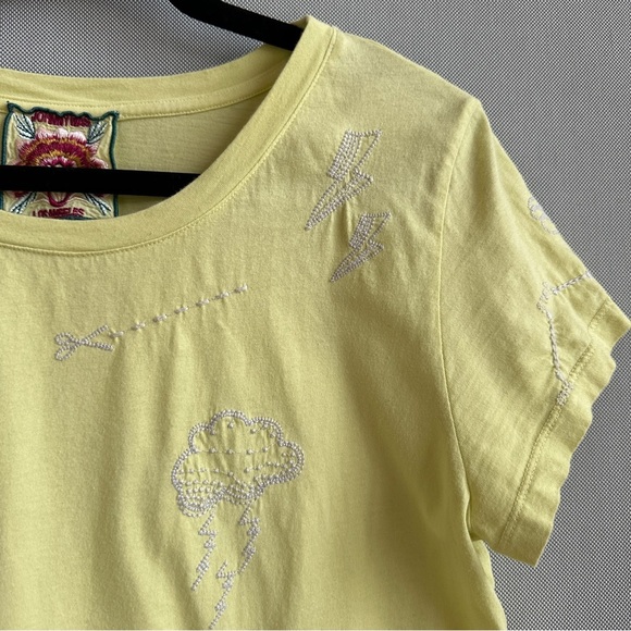 Johnny Was | Embroidered Yellow Scoop Neck Cotton Top | Size M - Picture 4 of 10